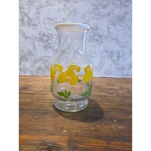 Vintage Fire King - A/H Yellow Foxy Flowers Juice Chiller With Original Lid